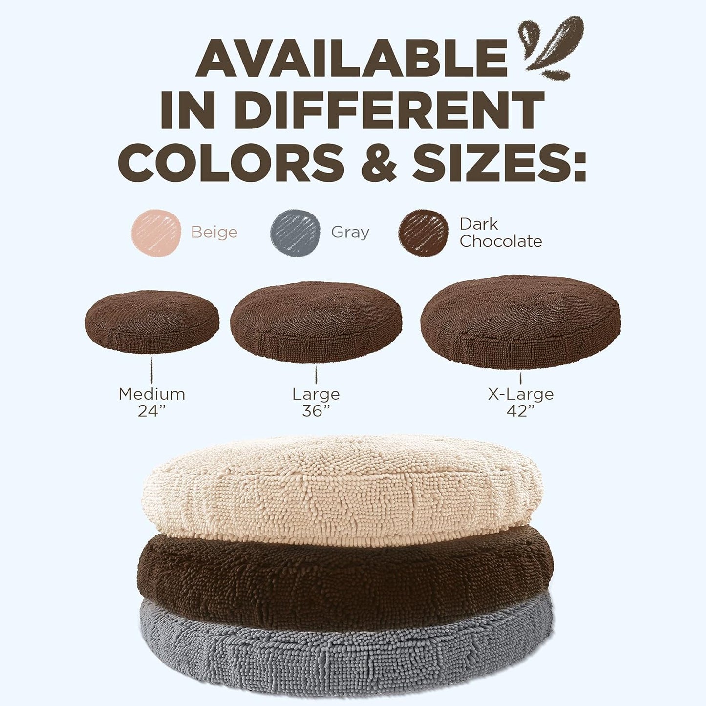 Super Snoozer Dog Bed - Comfortable Bed for Dogs - Microfiber Chenille Dog Bed - Cozy Microfiber Dog Bed Machine Washable - round Dog Bed
