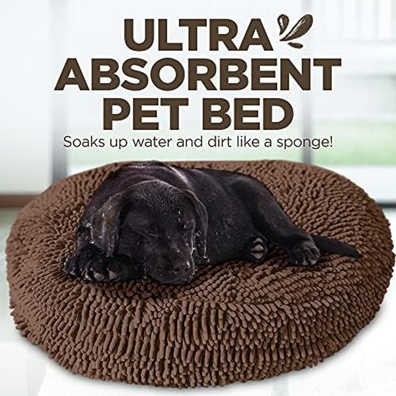 Super Snoozer Dog Bed - Comfortable Bed for Dogs - Microfiber Chenille Dog Bed - Cozy Microfiber Dog Bed Machine Washable - round Dog Bed