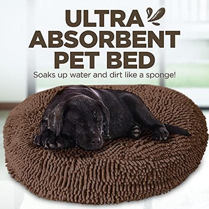 Super Snoozer Dog Bed - Comfortable Bed for Dogs - Microfiber Chenille Dog Bed - Cozy Microfiber Dog Bed Machine Washable - round Dog Bed